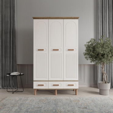 3 Kapaklı Beyaz Dolap MDF | 2 Yıl Garanti