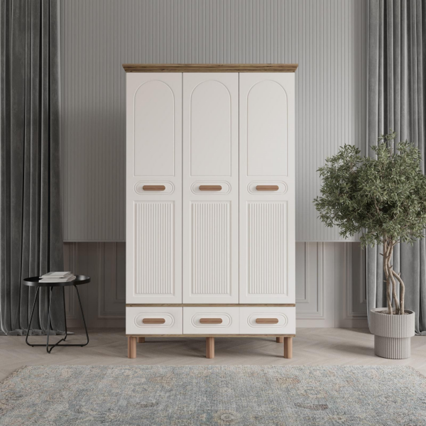 3 Kapaklı Beyaz Dolap MDF | 2 Yıl Garanti