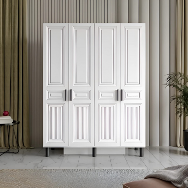 4 Kapaklı Beyaz Dolap MDF | 2 Yıl Garanti