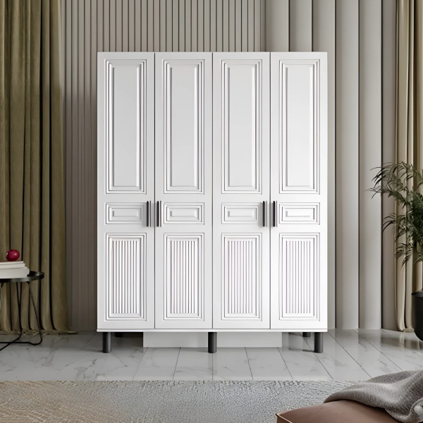 4 Kapaklı Beyaz Dolap MDF | 2 Yıl Garanti