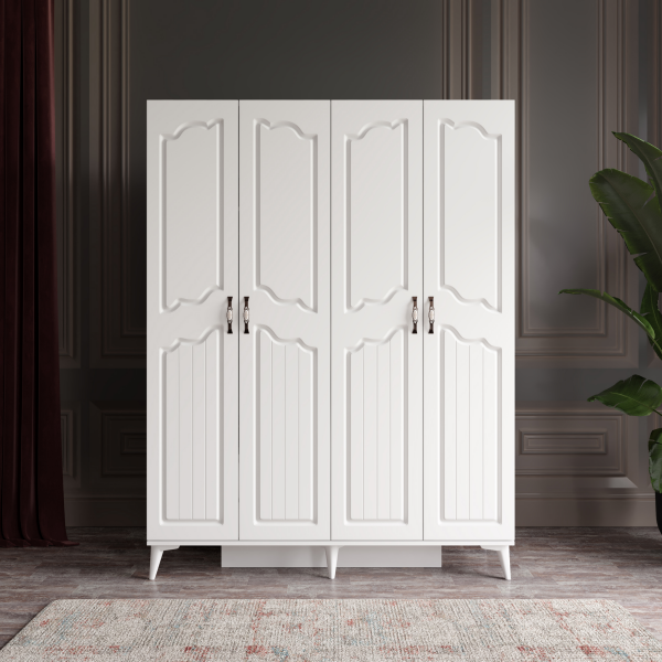 4 Kapaklı Beyaz Dolap MDF | 2 Yıl Garanti