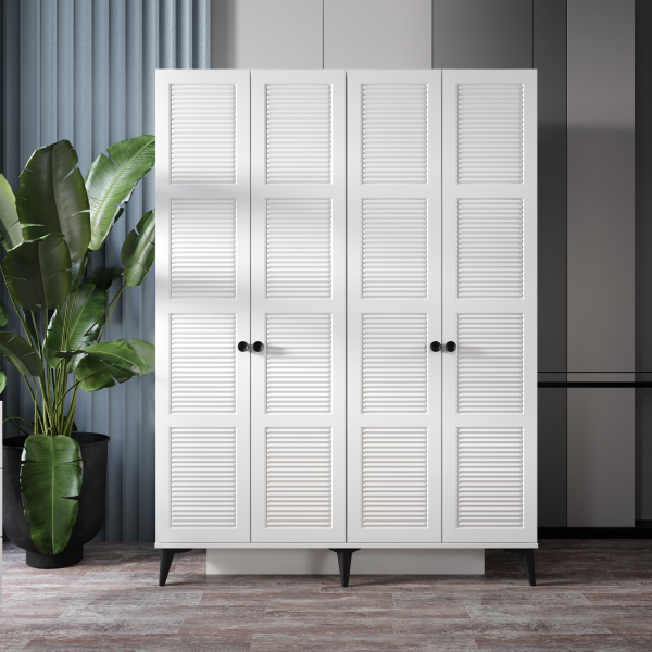 4 Kapaklı Beyaz Dolap MDF | 2 Yıl Garanti