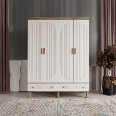 4 Kapaklı Beyaz Dolap MDF | 2 Yıl Garanti