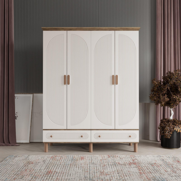 4 Kapaklı Beyaz Dolap MDF | 2 Yıl Garanti