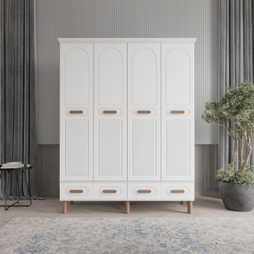 4 Kapaklı Beyaz Dolap MDF | 2 Yıl Garanti