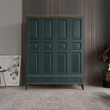 4 Kapaklı Haki Yeşil Dolap MDF | 2 Yıl Garanti