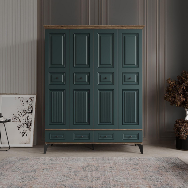 4 Kapaklı Haki Yeşil Dolap MDF | 2 Yıl Garanti