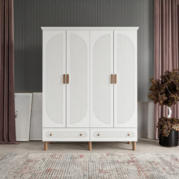 4 Kapaklı Beyaz Dolap MDF | 2 Yıl Garanti