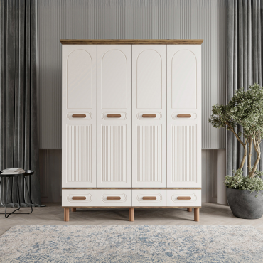 4 Kapaklı Beyaz Dolap MDF | 2 Yıl Garanti