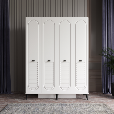 4 Kapaklı Beyaz Dolap MDF | 2 Yıl Garanti