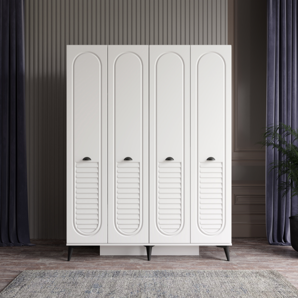 4 Kapaklı Beyaz Dolap MDF | 2 Yıl Garanti