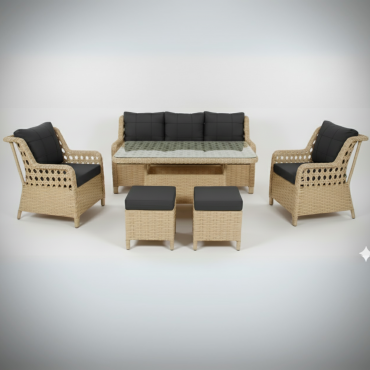 Krem Rattan Bahçe Takımı - M Model