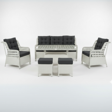 Beyaz Rattan Bahçe Takımı - Klasik Model